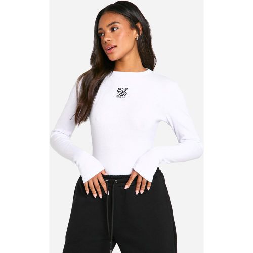 Top À Manches Longues Et Broderie - 34 - boohoo - Modalova