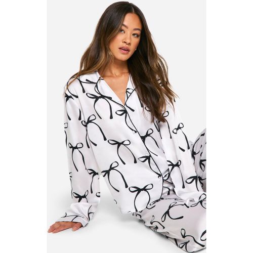 Tall" - Ensemble De Pyjama Satiné À Imprimé Nœud - 34 - boohoo - Modalova