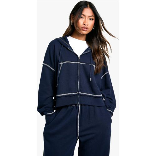 Sweat À Capuche Oversize Zippé À Coutures Contrastantes - S - boohoo - Modalova