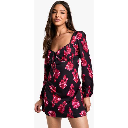 Robe Courte Fleurie En Mousseline De Soie - 36 - boohoo - Modalova