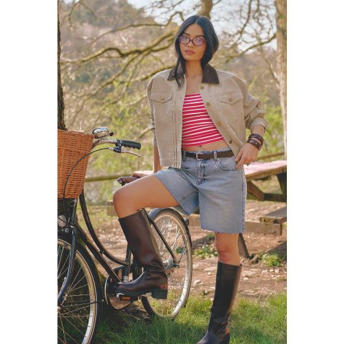 Bottes Hautes À Empiècement En Maille Large - 36 - boohoo - Modalova