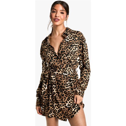 Robe Chemise À Ceinture Et Imprimé Léopard - 36 - boohoo - Modalova