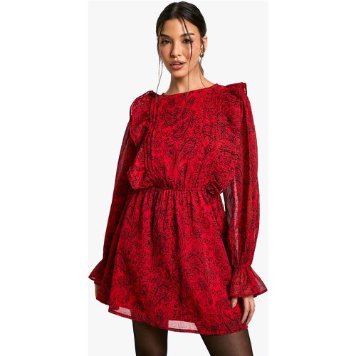 Robe Patineuse À Volants Et Imprimé Cachemire - 42 - boohoo - Modalova