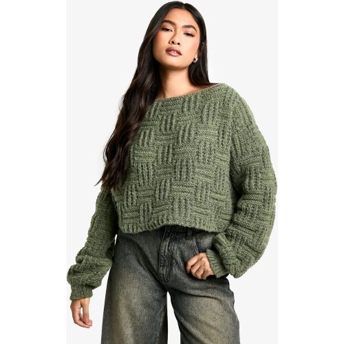 Pull Court Oversize En Maille Carrée - M - boohoo - Modalova