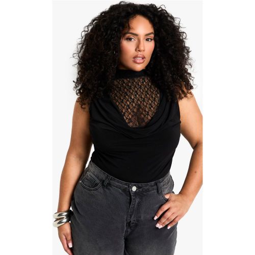 Grande Taille - Body À Col Montant Et Dentelle - 44 - boohoo - Modalova
