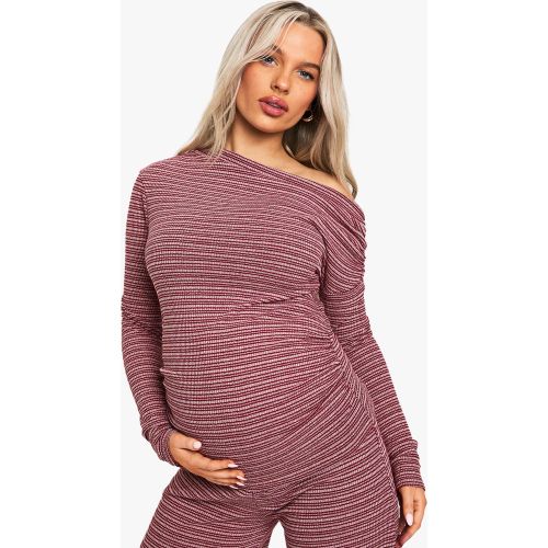 Maternité - Top De Grossesse Asymétrique Froncé Côtelé - 36 - boohoo - Modalova