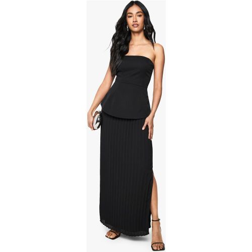 Robe Longue Péplum En Mousseline De Soie - 36 - boohoo - Modalova