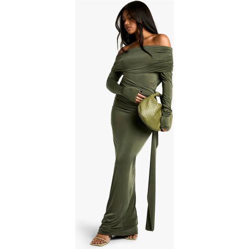 Robe Longue Asymétrique Froncée À Manches Longues - 36 - boohoo - Modalova