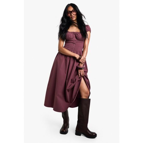Robe Mi-Longue À Manches Bouffantes - 40 - boohoo - Modalova