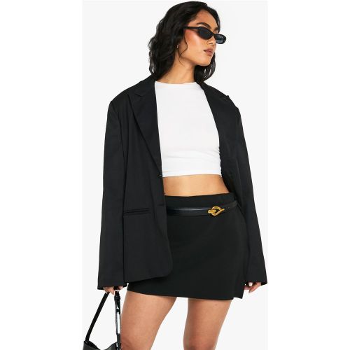 Mini-Jupe Tissée - Noir - 34, Noir - boohoo - Modalova