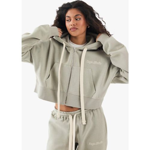 Contrast Drawcord Dsgn Studio Boxy Crop Hoodie - S - boohoo - Modalova