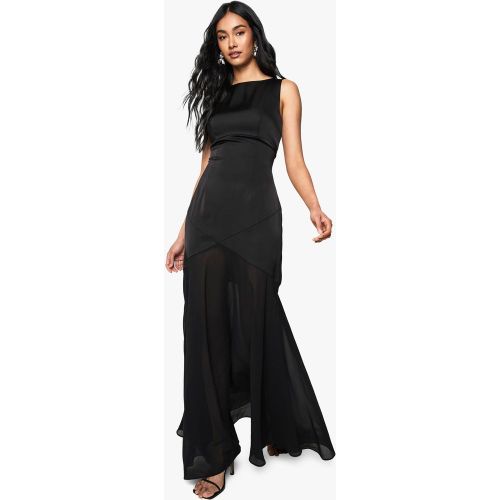 Robe Longue Plissée Satinée Et En Mousseline De Soie - 36 - boohoo - Modalova