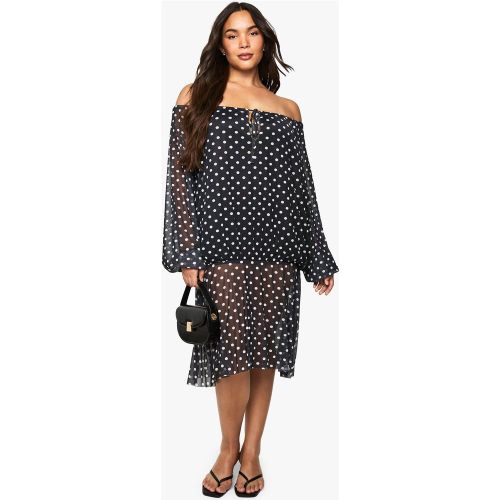 Grande Taille - Robe Courte En Mesh À Imprimé Pois - 56 - boohoo - Modalova