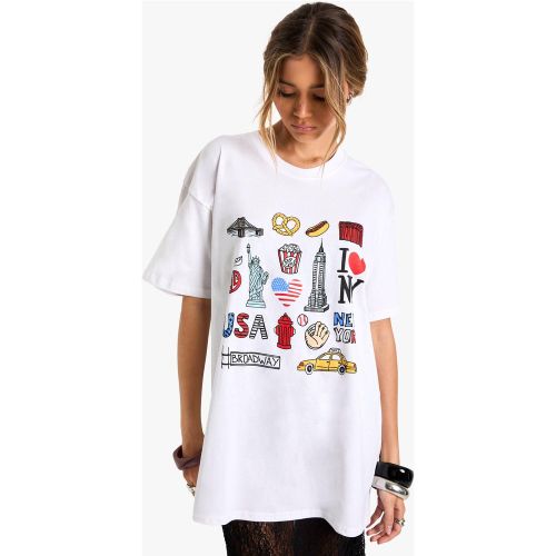 T-Shirt Oversize À Imprimé Nyc - S - boohoo - Modalova