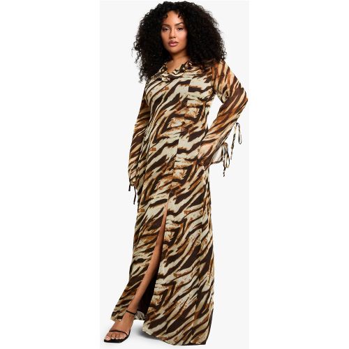 Grande Taille - Robe Longue À Imprimé Animal - 44 - boohoo - Modalova