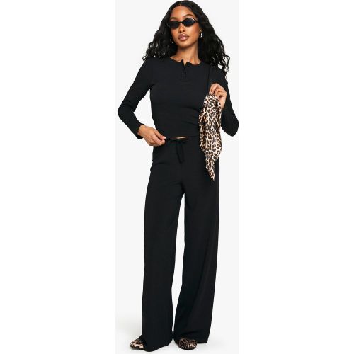 Ensemble Côtelé Avec Crop Top À Manches Longues Et Pantalon - 36 - boohoo - Modalova