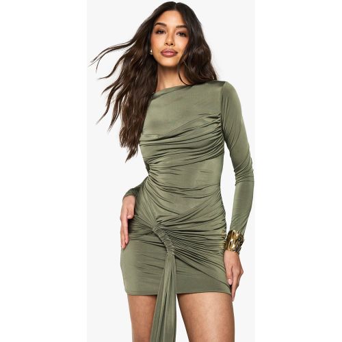 Robe Longue Drapée Soyeuse - 36 - boohoo - Modalova