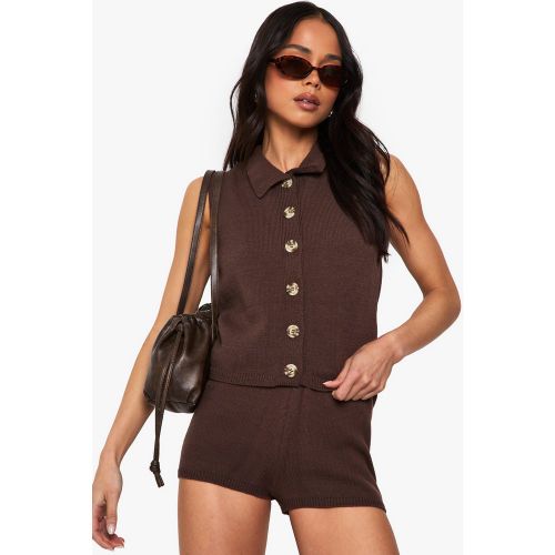 Ensemble En Maille Avec Gilet Et Short - S - boohoo - Modalova