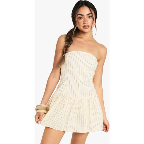 Robe Courte Rayée - Blanc Écru - 36, Blanc Écru - boohoo - Modalova