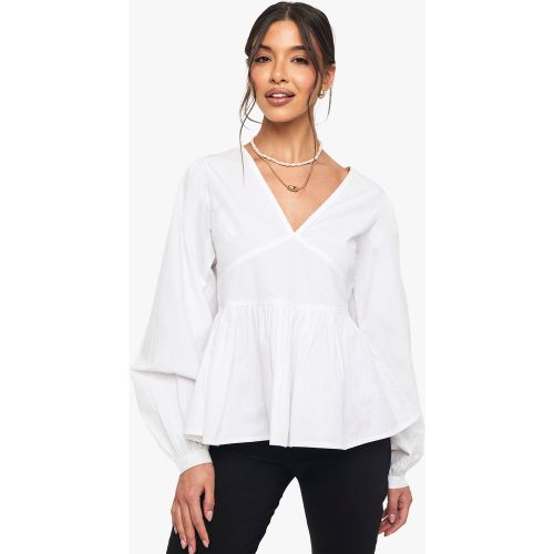 Top Volanté En Coton À Manches Blouson - 34 - boohoo - Modalova