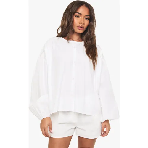 Blouse En Coton Sans Col - 34 - boohoo - Modalova