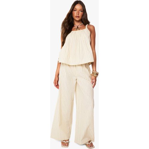 Pantalon Rayé - Blanc Écru - 34, Blanc Écru - boohoo - Modalova