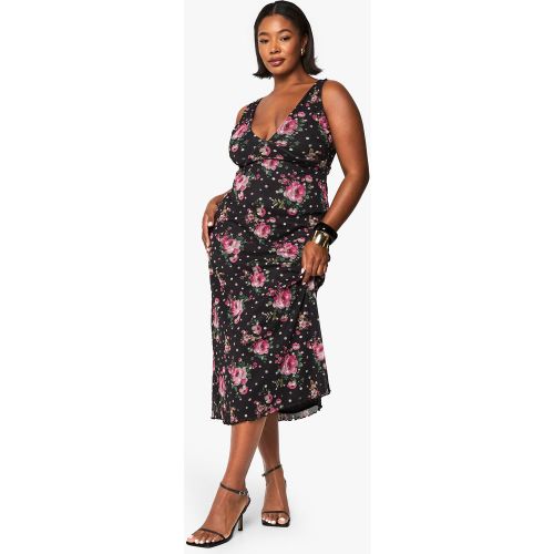 Grande Taille - Robe Mi-Longue Fleurie En Mesh - 44 - boohoo - Modalova