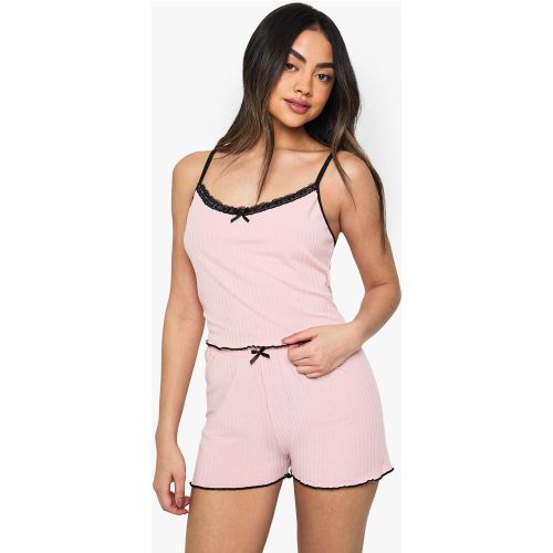 Ensemble De Pyjama À Détails En Dentelle Avec Débardeur Et Short - 34 - boohoo - Modalova