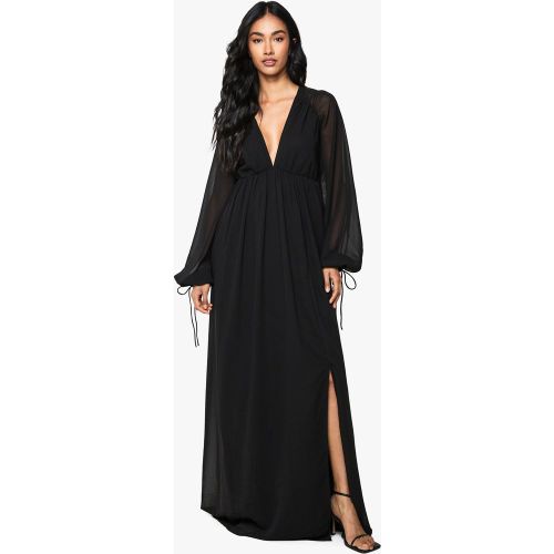 Tall" - Robe Longue Froncée À Col V En Mousseline De Soie - 36 - boohoo - Modalova