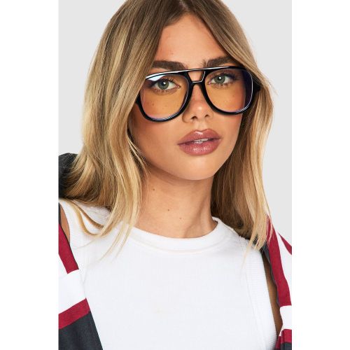 Lunettes Oversize Aviateur Bleu Clair - One Size - boohoo - Modalova