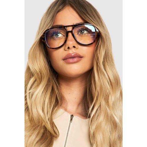 Lunettes Oversize Aviateur Bleu Clair - One Size - boohoo - Modalova