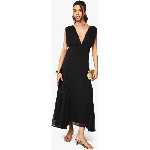 Robe Longue Fendue En Mousseline De Soie - 36 - boohoo - Modalova