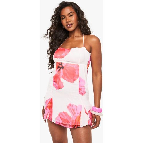 Robe Nouée Fleurie En Mousseline De Soie - 36 - boohoo - Modalova