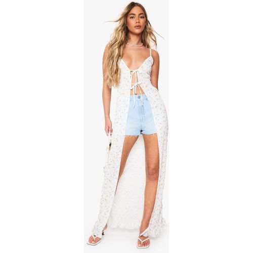Top Long À Attaches Et Imprimé Fleurs - 34 - boohoo - Modalova