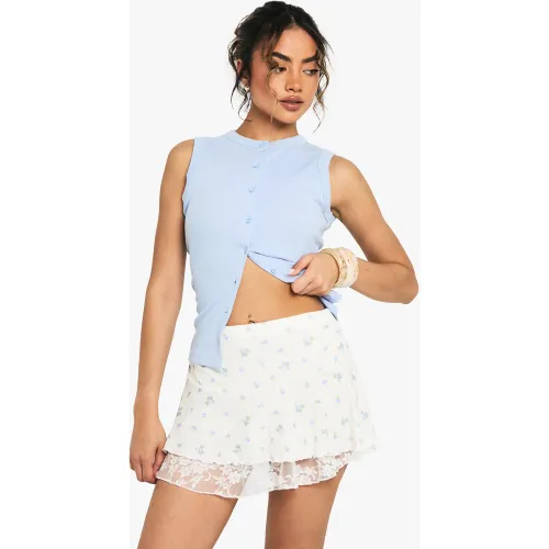 Mini-Jupe À Fleurs Et Dentelle - 34 - boohoo - Modalova