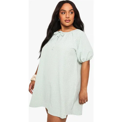 Grande Taille - Robe Babydoll À Carreaux Vichy - 44 - boohoo - Modalova