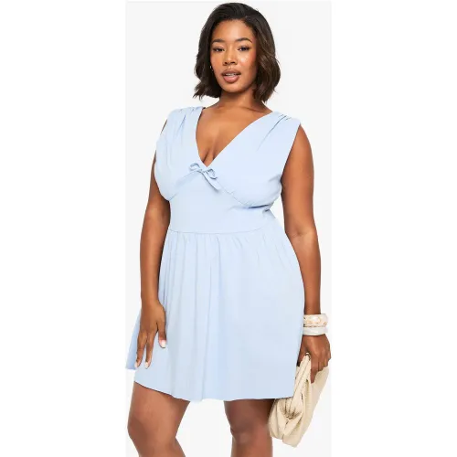 Grande Taille - Robe Corset Nouée À Décolleté Plongeant - 44 - boohoo - Modalova