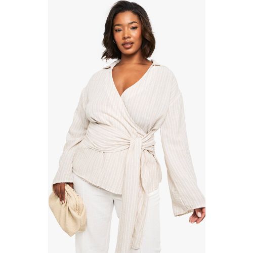 Grande Taille - Blouse À Rayures Et Attaches - 44 - boohoo - Modalova
