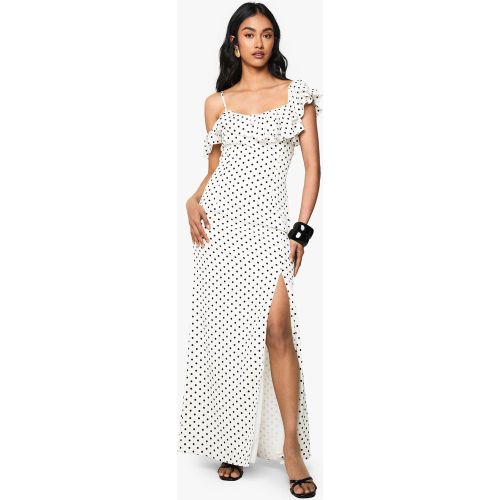 Robe Longue À Volants Et Imprimé Pois - 36 - boohoo - Modalova