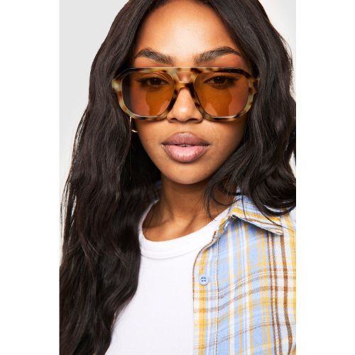 Lunettes De Soleil Aviateur Oversize Écaille De Tortue - One Size - boohoo - Modalova