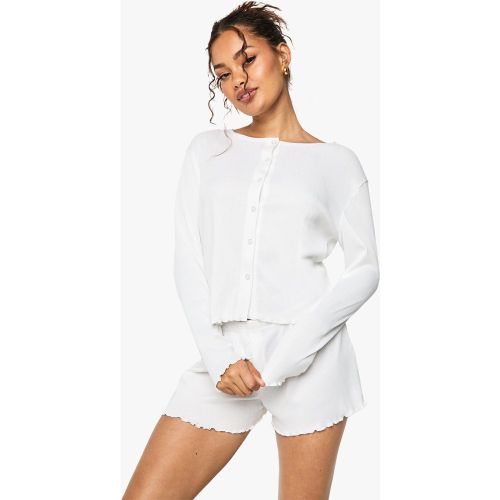 Ensemble De Pyjama Avec Top À Ourlets Ondulés Et Short - 34 - boohoo - Modalova