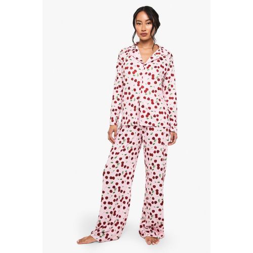 Ensemble De Pyjama Long À Imprimé Cerise - 34 - boohoo - Modalova