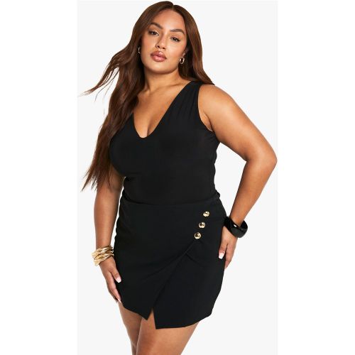 Grande Taille - Jupe-Short Boutonnée - 44 - boohoo - Modalova