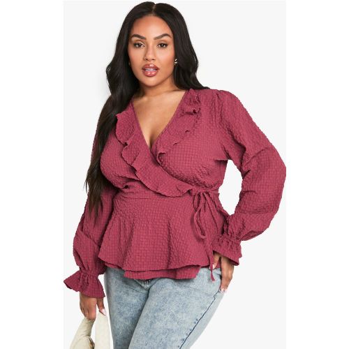 Grande Taille - Blouse Cache-Cœur Texturée À Volants - 44 - boohoo - Modalova