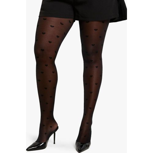 Grande Taille - Collant À Motif Cœur - 16/18 - boohoo - Modalova