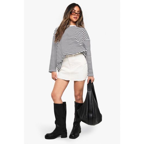 Mini-Jupe En Jean - Blanc Écru - 36, Blanc Écru - boohoo - Modalova