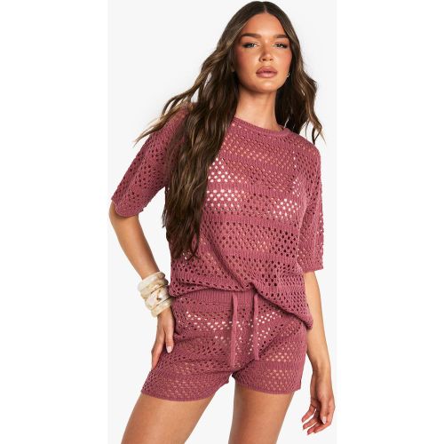 Ensemble Oversize En Crochet Avec Top En Maille Et Short - S - boohoo - Modalova