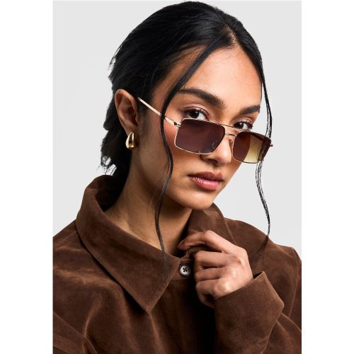 Lunettes De Soleil Carrées À Verres Marron - One Size - boohoo - Modalova