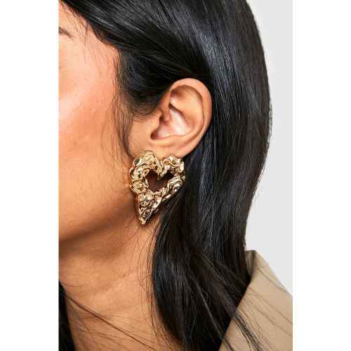 Boucles D'Oreilles Texturées À Découpes En Forme De Cœur - One Size - boohoo - Modalova