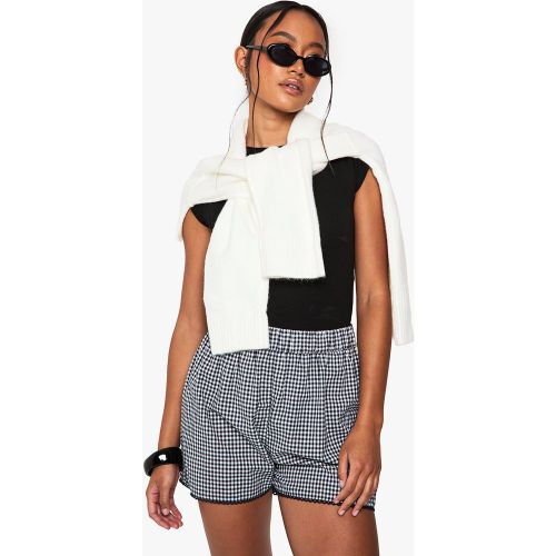 Short Vichy À Bordures En Broderie Anglaise - 34 - boohoo - Modalova